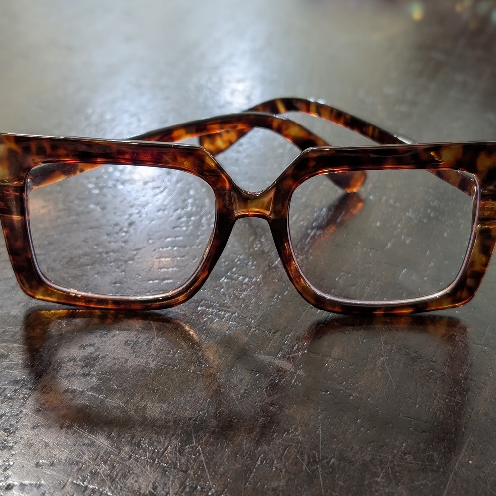 Tortoiseshell Square Clear Glasses Frames - image 1